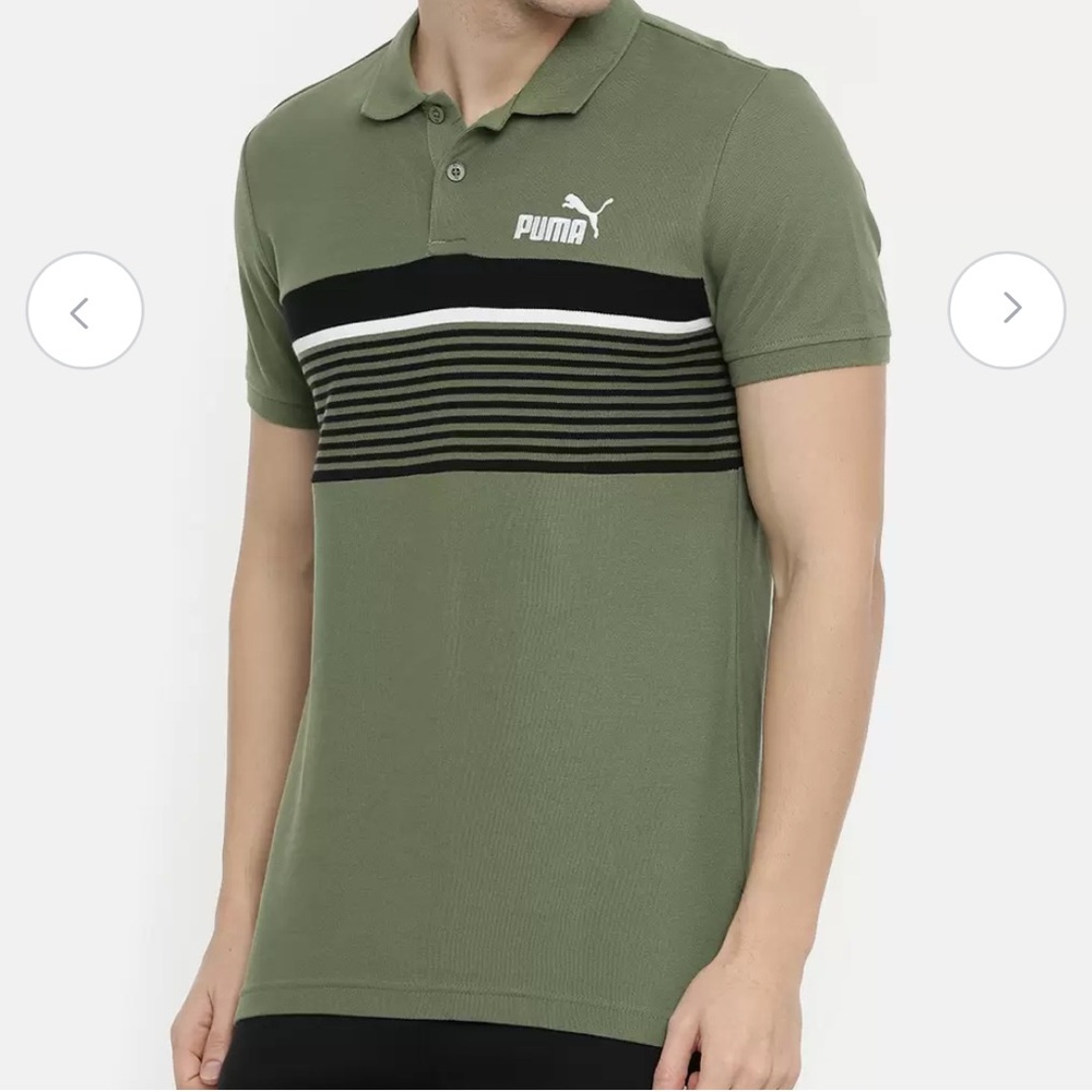 Puma Olive Green Cotton Button Up Polo Shirt Size XXL Green
